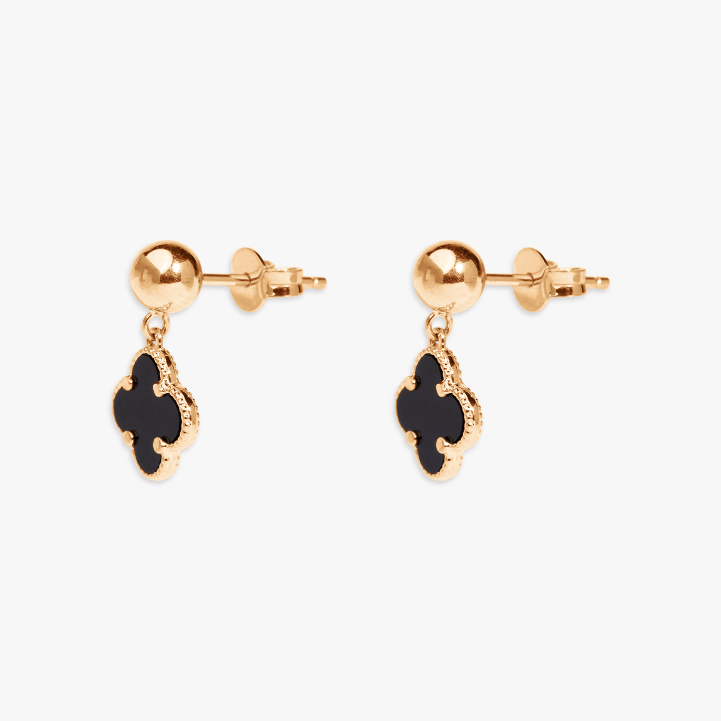 Alora Black Clover Stud Earring