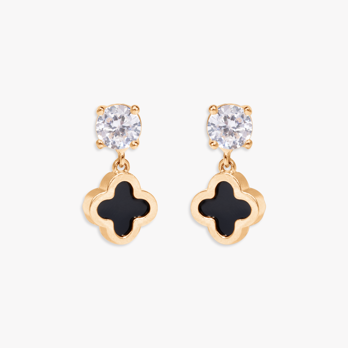 Hallie Black Clover Stud Earring