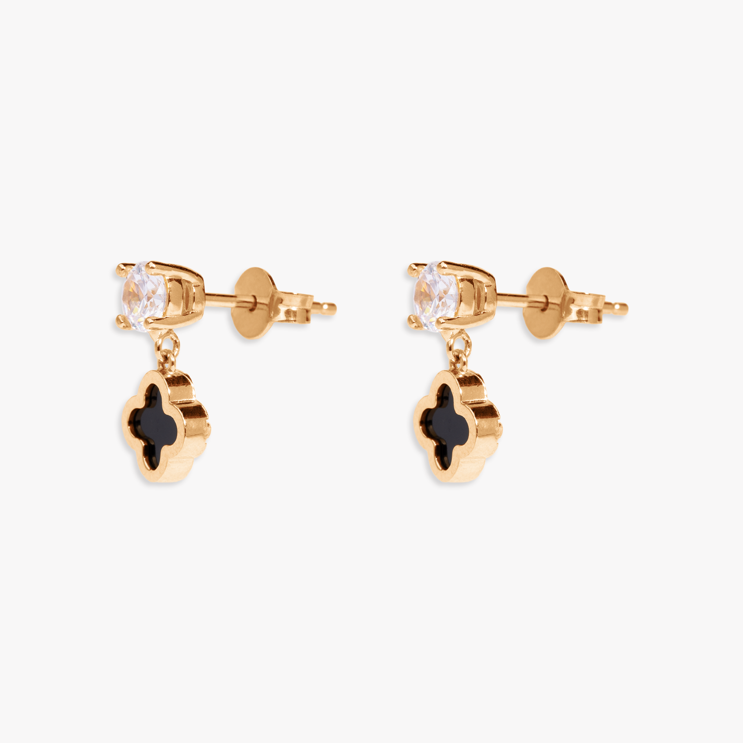 Hallie Black Clover Stud Earring