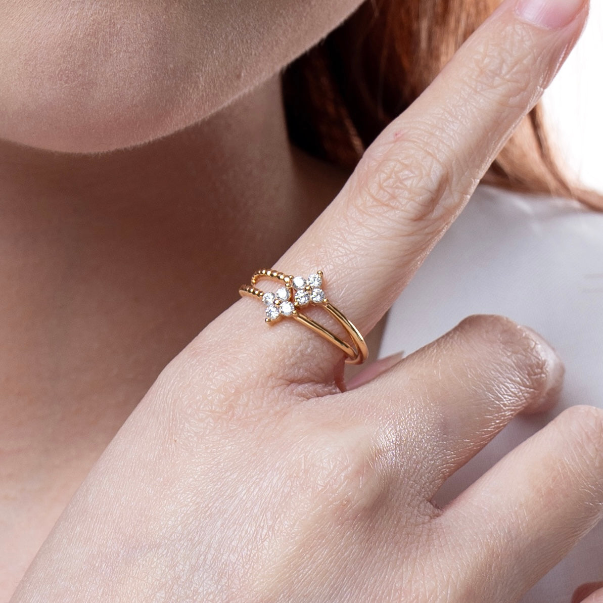 Jovanca Clover Beads Ring