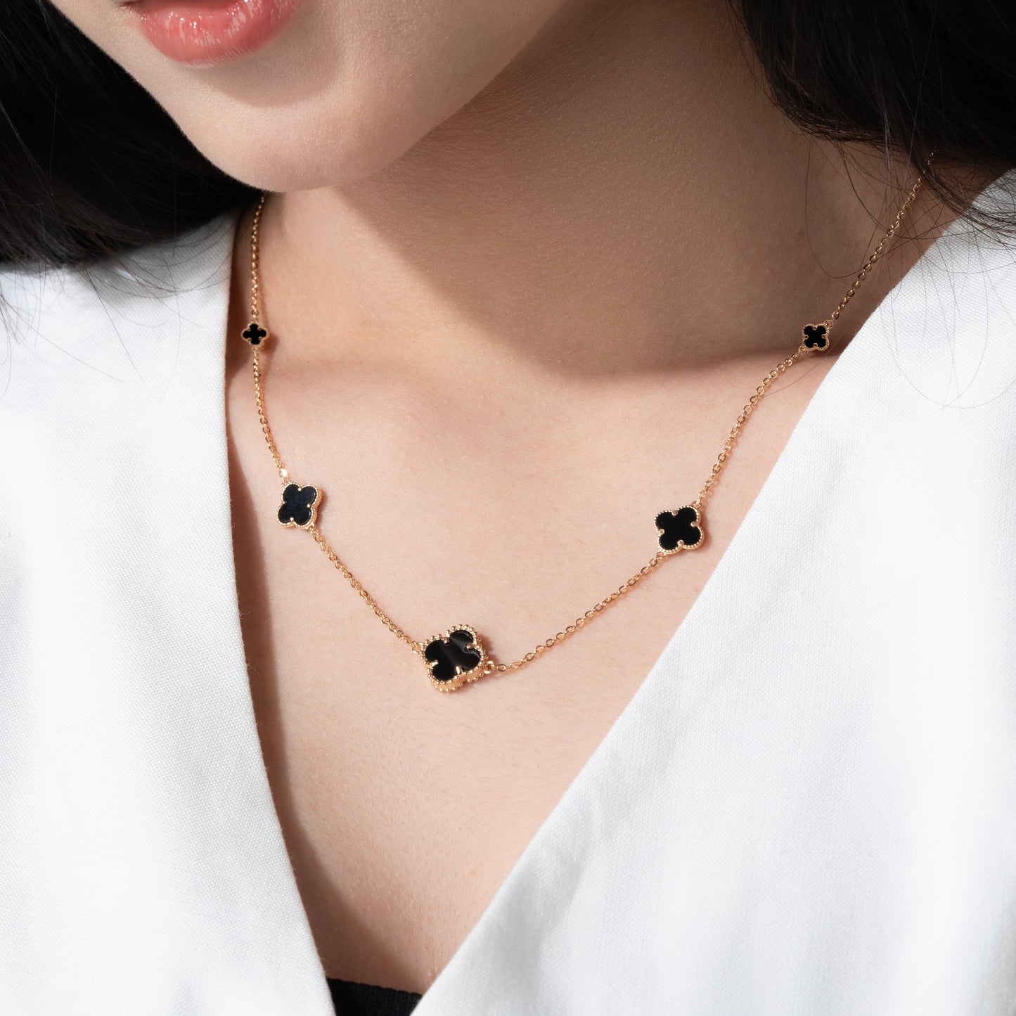 Mavelyn Black Clover Necklace