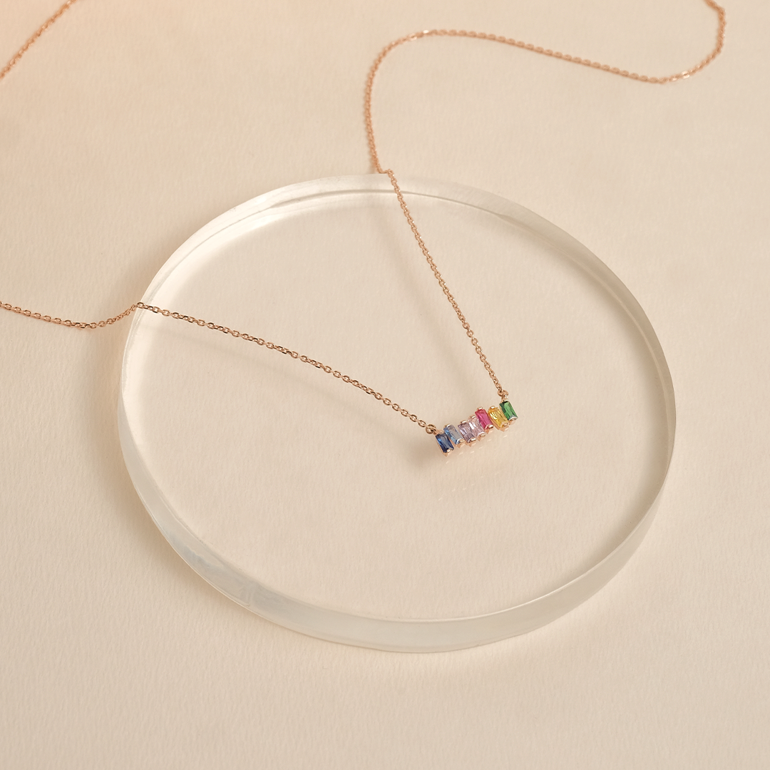 Rene Rainbow Baguette Necklace