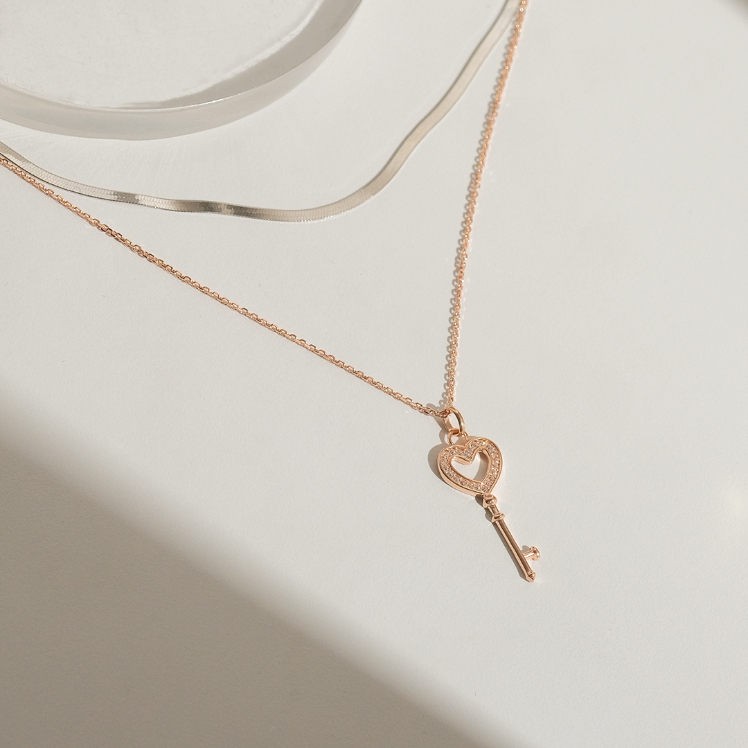 Keys Heart Double Layer Necklace