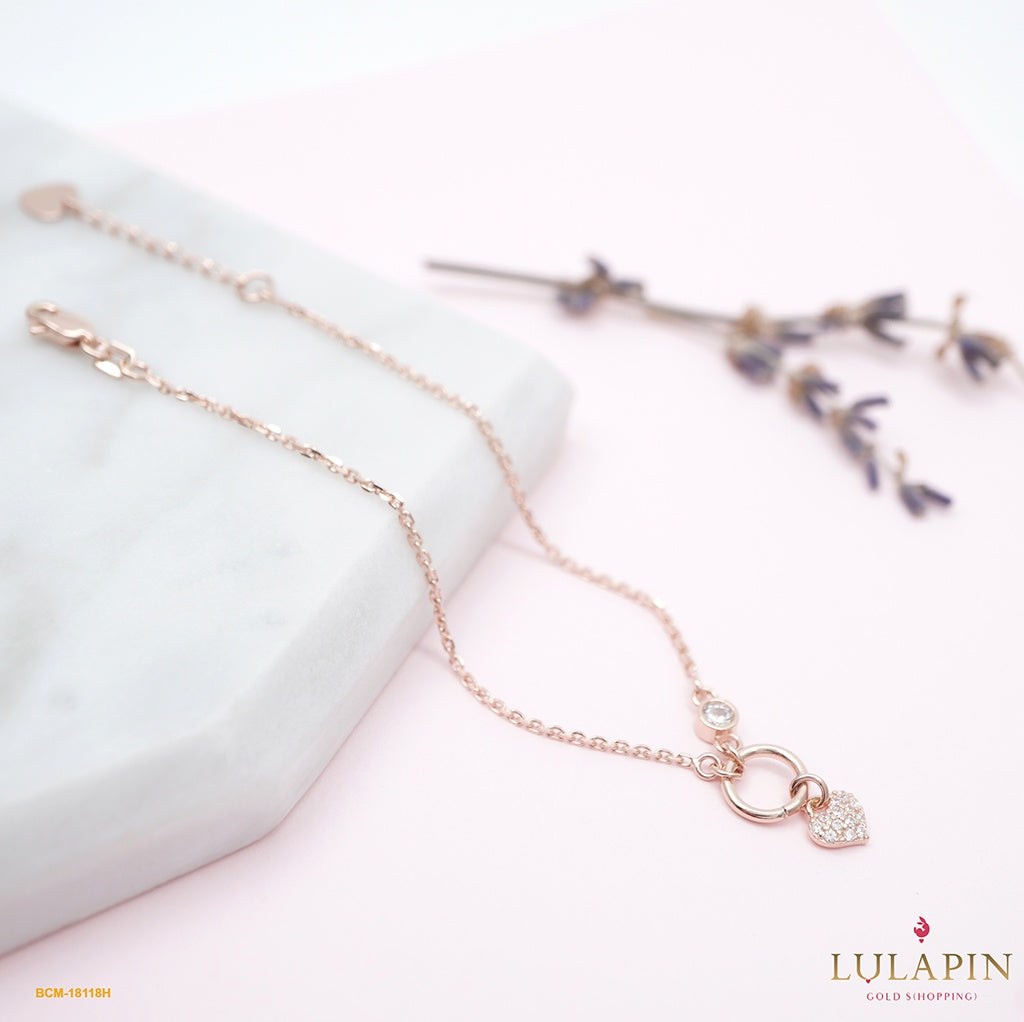 Sparkling Heart Charm Rose Bracalet