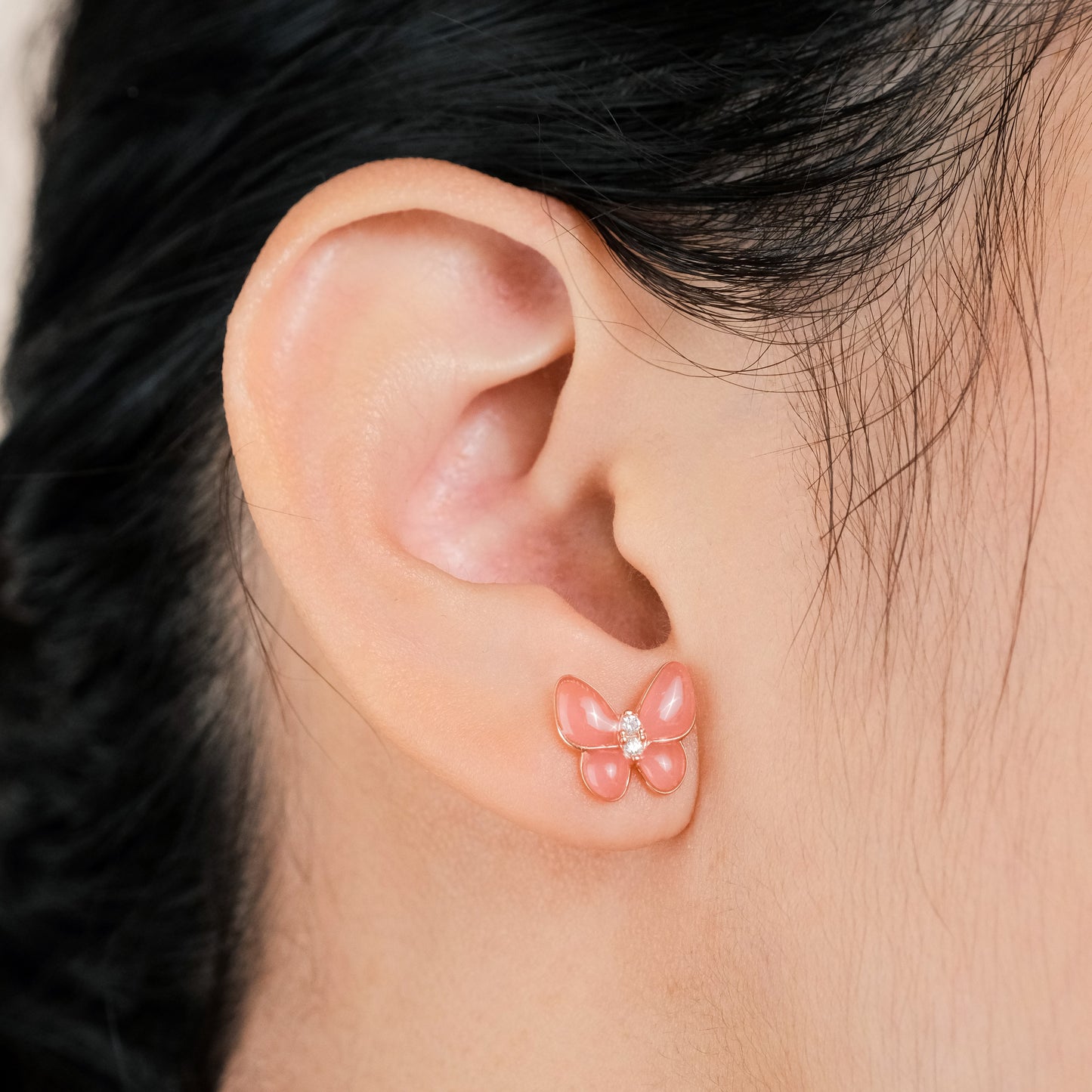 Catalina Pink Butterfly Stud Earring