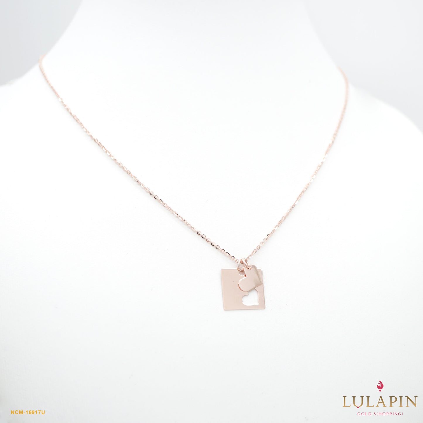 Heart on Square Korean Rose Necklace