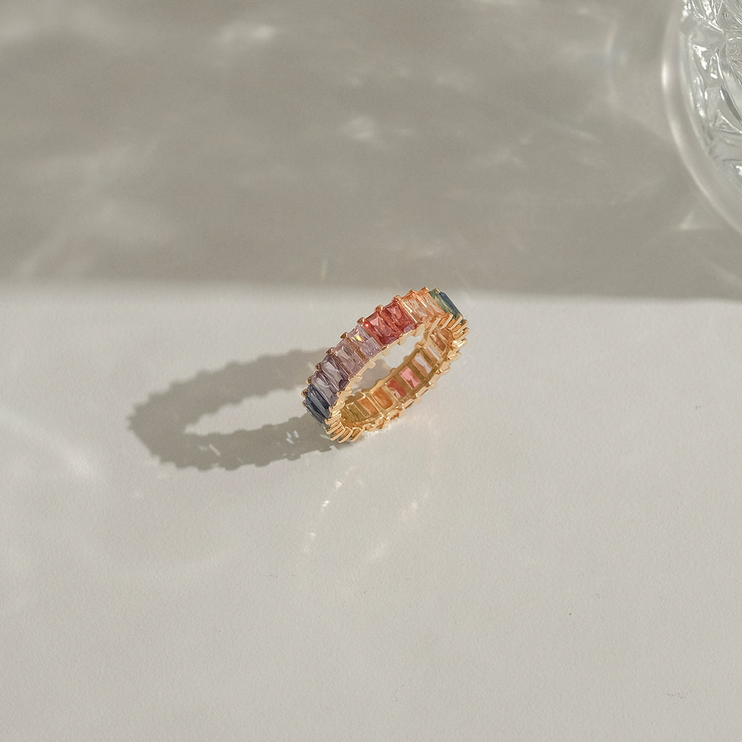 Rainbow Baguette Ring