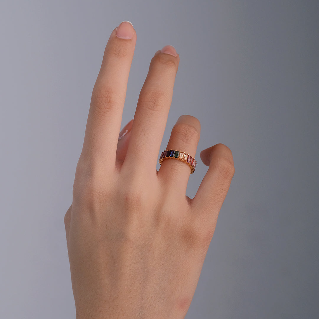 Rainbow Baguette Ring