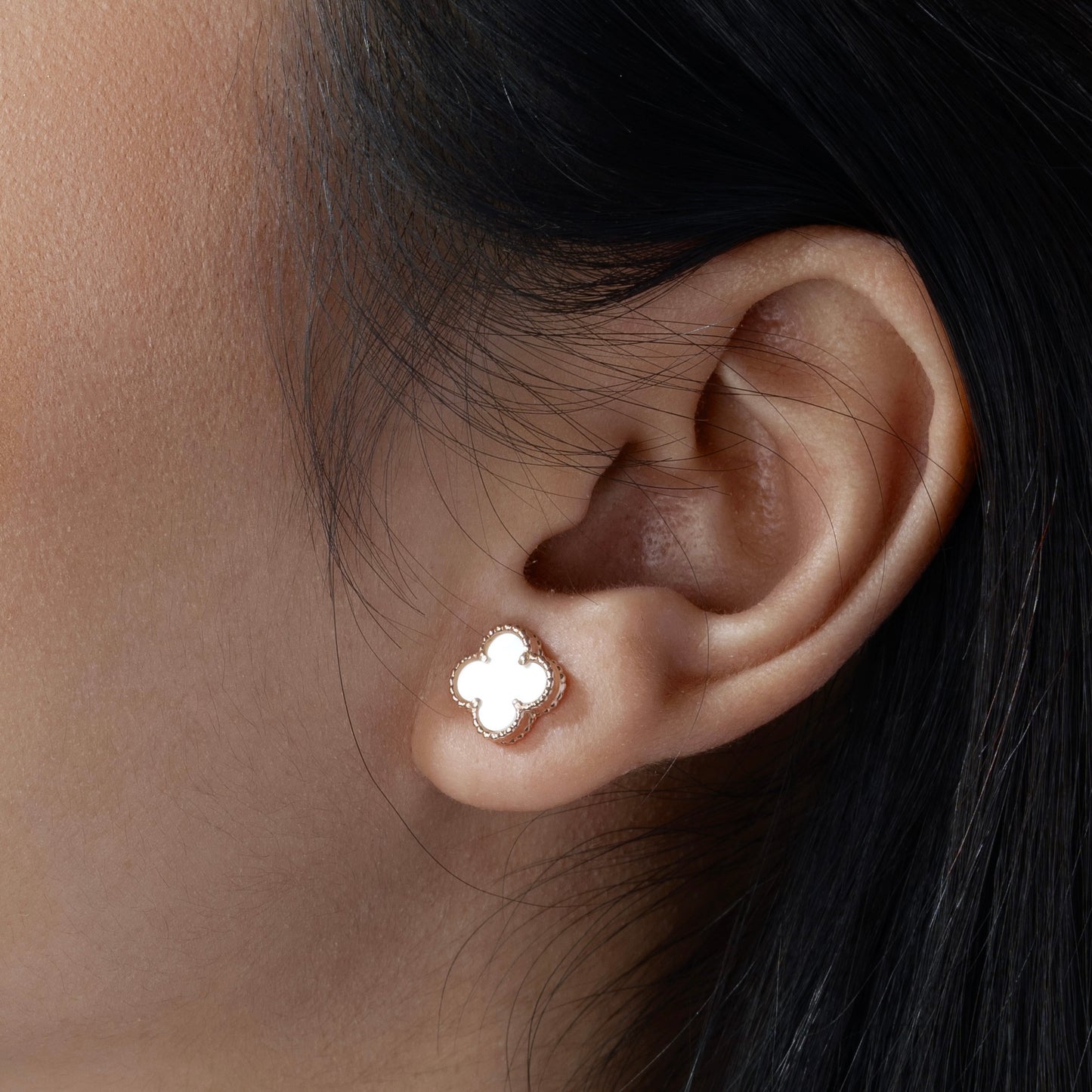 Eloise White Clover Stud Earring