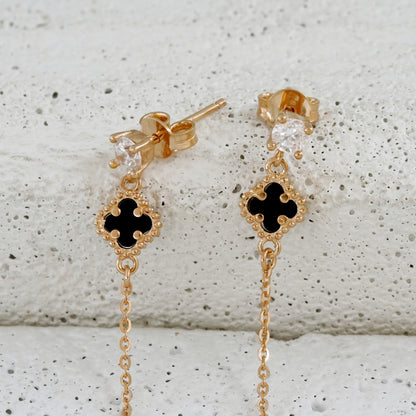 Inaya Black Clover Stud Earring