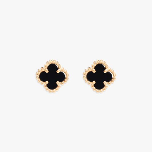 Mavelyn Black Clover Stud Earring