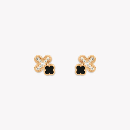 Mazie Black Clover Stud Earring