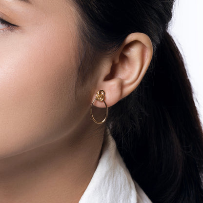 Tian Oval Dangle Stud Earring