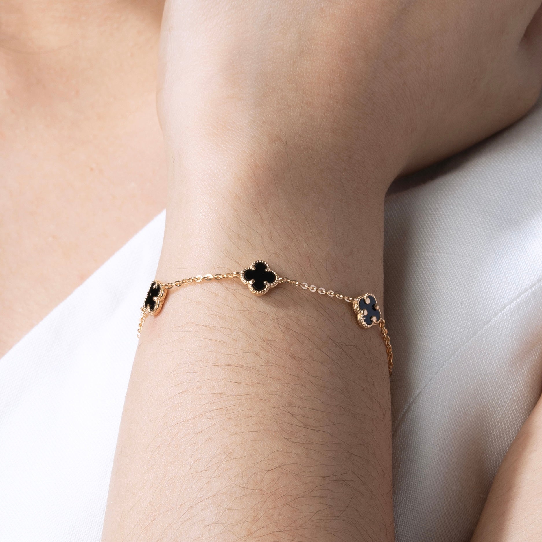 Mavelyn Black Clover Bracelet – lulapin - Main Image