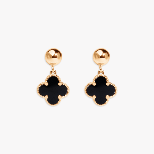 Alora Black Clover Stud Earring