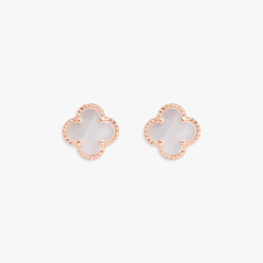 Eloise White Clover Stud Earring