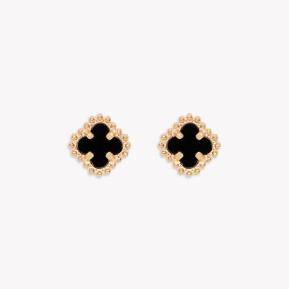 Zhavira Black Clover Stud Earring