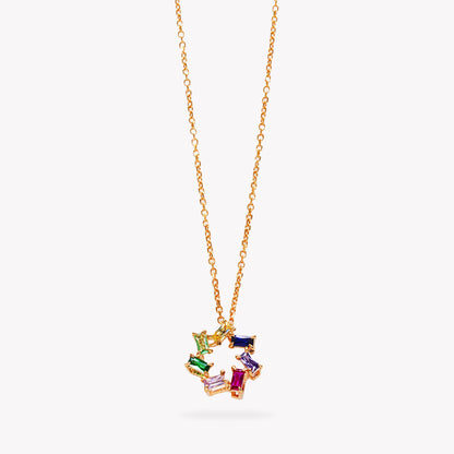 Allure Sparkling Rainbow Baguette Necklace