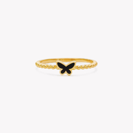 Lucille Black Butterfly Ring