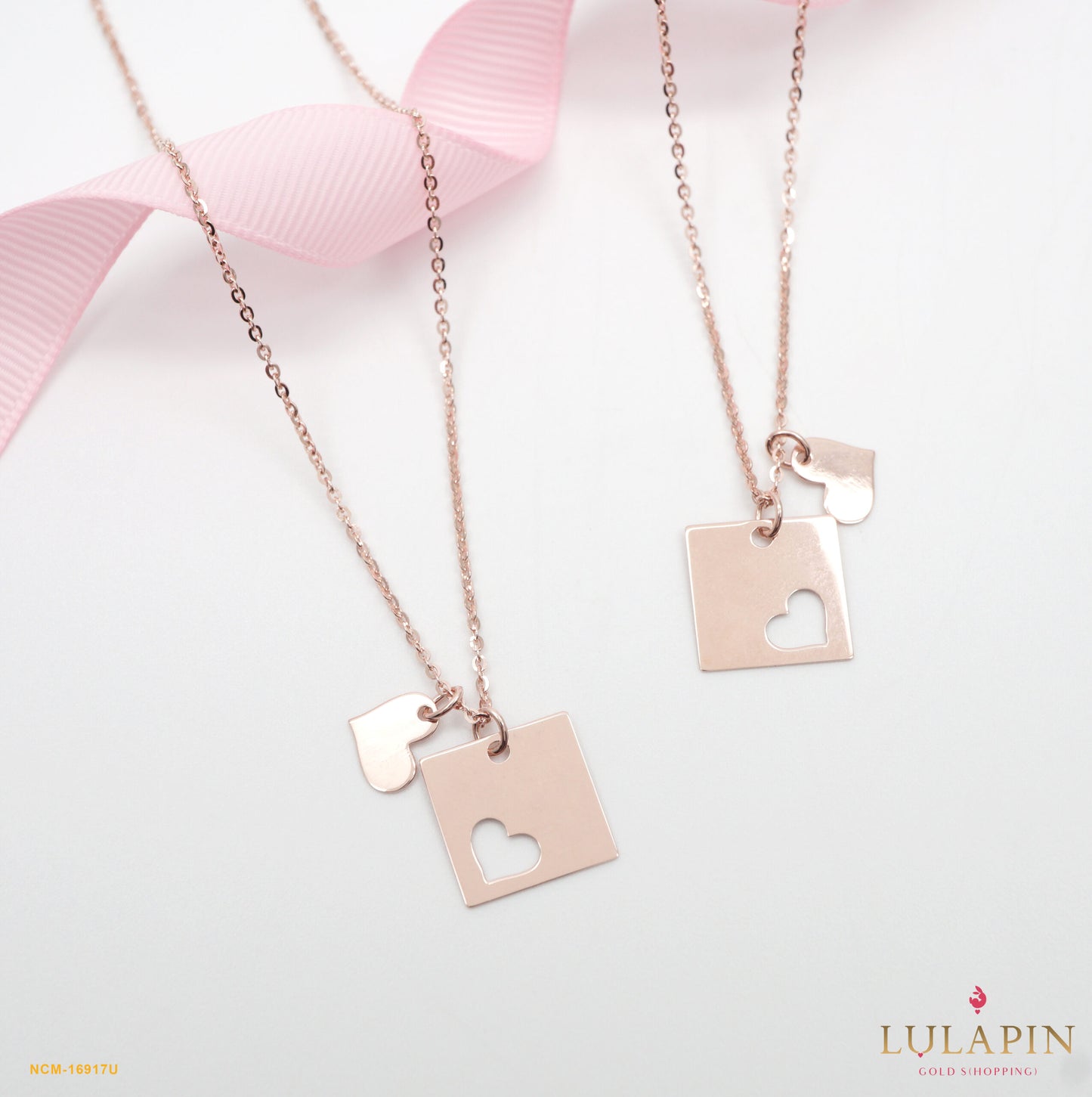 Heart on Square Korean Rose Necklace
