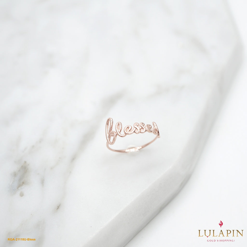 Thin Word Blessed Rose Ring