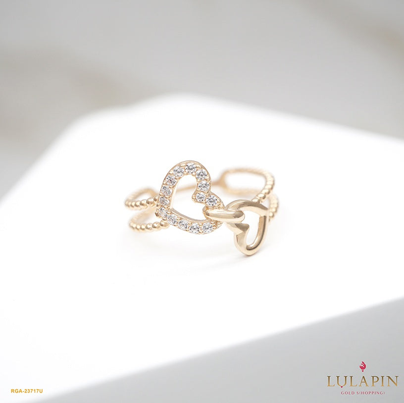 Dazzling Heart Stack Beads Ring